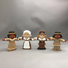 Load image into Gallery viewer, Hand Made Ceramic Pilgrim &amp; American Indian Set of 4 (8")
