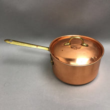 Load image into Gallery viewer, Vintage Copral Copper Sauce Pan &amp; Lid With Brass Handle (6")
