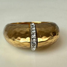 Load image into Gallery viewer, Brighton Gold Plated Modernist Geo Domed Crystal Ring sz 10
