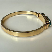 Load image into Gallery viewer, Gold Plated Aqua Swarovski Crystal Bangle Bracelet (7" Circumference)
