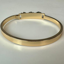 Load image into Gallery viewer, Gold Plated Aqua Swarovski Crystal Bangle Bracelet (7" Circumference)
