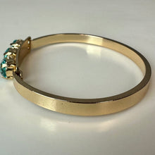 Load image into Gallery viewer, Gold Plated Aqua Swarovski Crystal Bangle Bracelet (7" Circumference)
