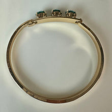 Load image into Gallery viewer, Gold Plated Aqua Swarovski Crystal Bangle Bracelet (7" Circumference)

