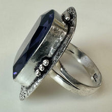 Load image into Gallery viewer, Sterling Huge Cushion Cut Tanzanite Statement Ring sz 9.75
