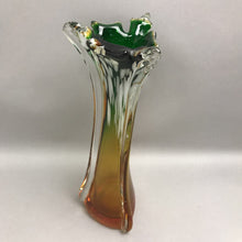 Load image into Gallery viewer, Murano Art Glass Vase JICO Jordan Imports Sommerso Green Amber (15")
