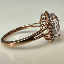 Load image into Gallery viewer, 10K European Rose Gold Morganite White Topaz Halo Ring sz 6 (2.6g)
