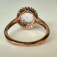 Load image into Gallery viewer, 10K European Rose Gold Morganite White Topaz Halo Ring sz 6 (2.6g)
