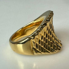 Load image into Gallery viewer, 14K Gold Milor Resin Core Textured Statement Ring sz 9 (3.4g)
