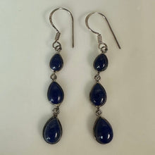 Load image into Gallery viewer, Sterling Lapis Lazuli Drop Earrings (2")
