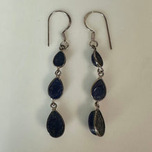 Load image into Gallery viewer, Sterling Lapis Lazuli Drop Earrings (2")
