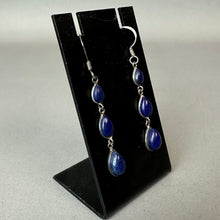 Load image into Gallery viewer, Sterling Lapis Lazuli Drop Earrings (2")
