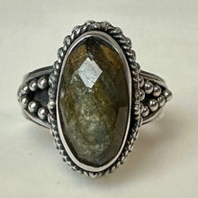 Load image into Gallery viewer, Sterling Faceted Labradorite Ring sz 6
