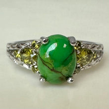 Load image into Gallery viewer, Sterling Green Turquoise Peridot Ring sz 7
