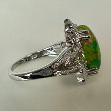 Load image into Gallery viewer, Sterling Green Turquoise Peridot Ring sz 9
