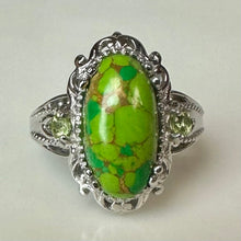 Load image into Gallery viewer, Sterling Green Turquoise Peridot Ring sz 9

