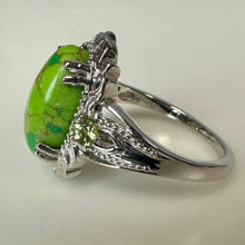 Load image into Gallery viewer, Sterling Green Turquoise Peridot Ring sz 9

