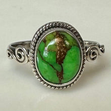 Load image into Gallery viewer, Sterling Green Turquoise Ring sz 8
