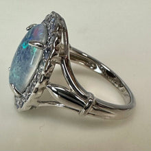 Load image into Gallery viewer, Sterling Blue Topaz Tanzanite Halo Ring sz 7
