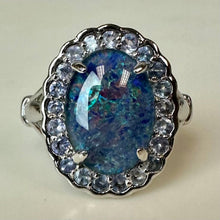 Load image into Gallery viewer, Sterling Blue Topaz Tanzanite Halo Ring sz 7
