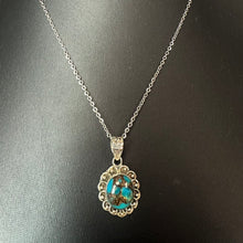Load image into Gallery viewer, Sterling Turquoise Pendant on 17" Chain (1")
