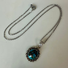 Load image into Gallery viewer, Sterling Turquoise Pendant on 17" Chain (1")
