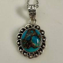 Load image into Gallery viewer, Sterling Turquoise Pendant on 17" Chain (1")
