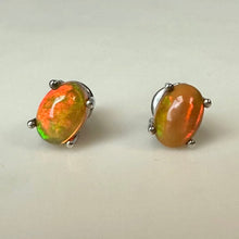 Load image into Gallery viewer, Sterling Fire Opal Stud Earrings (0.25")
