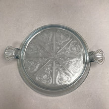 Load image into Gallery viewer, Vinytage Anchor Hocking Fire-King Oven Glass Philbe Blue 2-Handled Trivet/Hot Plate (8")

