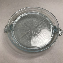 Load image into Gallery viewer, Vinytage Anchor Hocking Fire-King Oven Glass Philbe Blue 2-Handled Trivet/Hot Plate (8")
