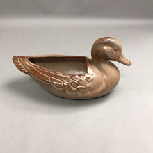Load image into Gallery viewer, Vintage Art Pottery Planter Mallard Duck Cabin Clay Brown Tan Frankoma 208A (12")

