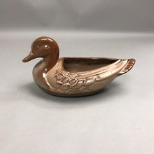 Load image into Gallery viewer, Vintage Art Pottery Planter Mallard Duck Cabin Clay Brown Tan Frankoma 208A (12")
