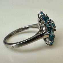 Load image into Gallery viewer, Sterling Blue Topaz Cluster Ring sz 7
