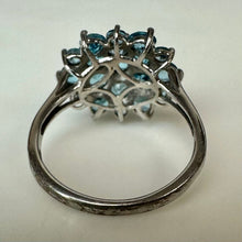 Load image into Gallery viewer, Sterling Blue Topaz Cluster Ring sz 7
