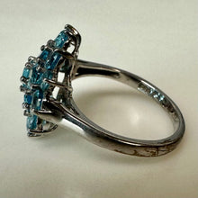 Load image into Gallery viewer, Sterling Blue Topaz Cluster Ring sz 7
