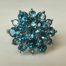 Load image into Gallery viewer, Sterling Blue Topaz Cluster Ring sz 7
