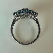 Load image into Gallery viewer, Sterling Blue Topaz Cluster Ring sz 7
