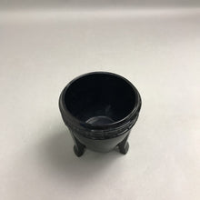 Load image into Gallery viewer, LE Smith Black Amethyst Glass Greek Key Small Pot / Planter (4.5x4.5x4.5)
