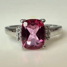 Load image into Gallery viewer, Sterling Pink &amp; White Topaz Ring sz 8
