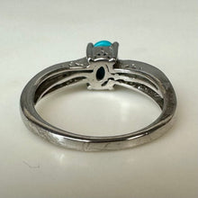 Load image into Gallery viewer, Sterling Sleeping Beauty Turquoise Black Diamond Accent Ring sz 7
