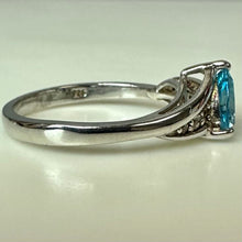 Load image into Gallery viewer, Sterling Trillion Cut Blue &amp; White Topaz Ring sz 8

