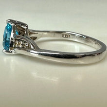 Load image into Gallery viewer, Sterling Trillion Cut Blue &amp; White Topaz Ring sz 8
