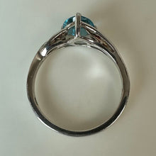 Load image into Gallery viewer, Sterling Trillion Cut Blue &amp; White Topaz Ring sz 8
