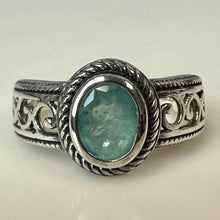 Load image into Gallery viewer, Sterling Aquamarine Ring sz 8
