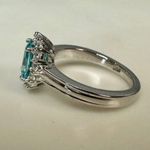 Load image into Gallery viewer, Sterling Blue &amp; White Topaz Halo Ring sz 5
