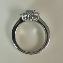 Load image into Gallery viewer, Sterling Blue &amp; White Topaz Halo Ring sz 5
