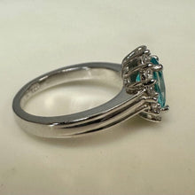 Load image into Gallery viewer, Sterling Blue &amp; White Topaz Halo Ring sz 5
