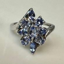 Load image into Gallery viewer, Sterling Tanzanite Cluster Ring sz 6
