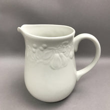 Load image into Gallery viewer, Gibson Housewares Fruit White Embossed Creamer Pitcher (8")
