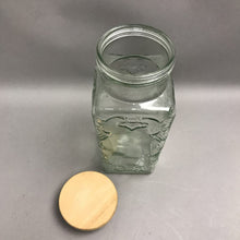 Load image into Gallery viewer, Vintage Mod Depositato Canister Embossed Glass Wood Lid (11”)

