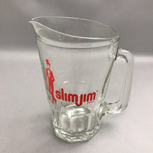 Load image into Gallery viewer, Vintage Slim Jim Brand Glass Beer Pitcher (9")
